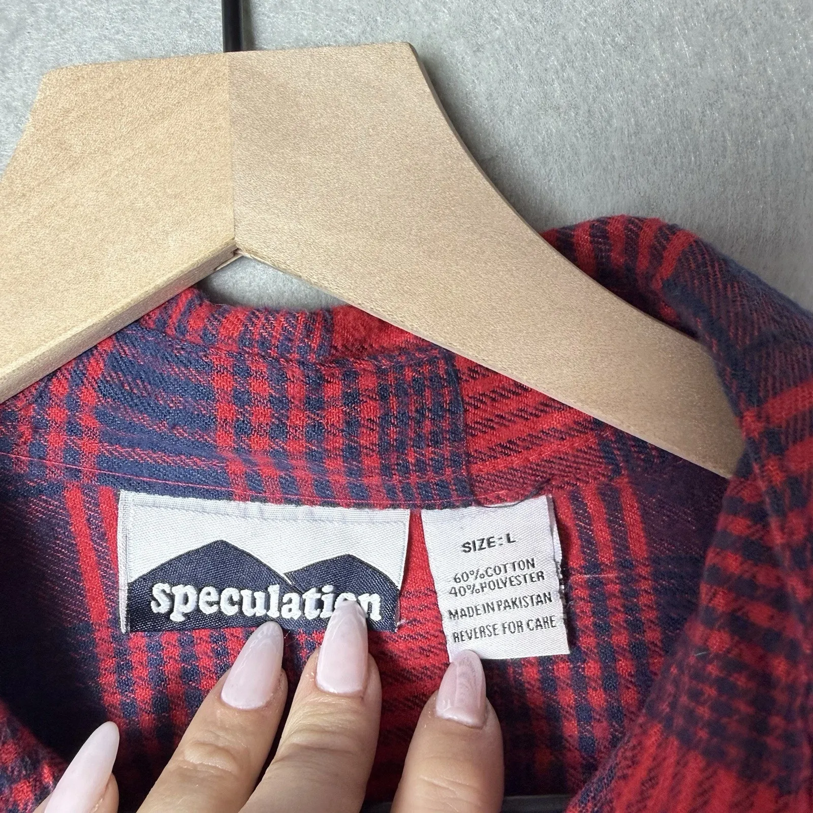 Speculation Plaid Flannel Button Up Red And Blue Cotton Blend Womens Size L Size L - Image 3