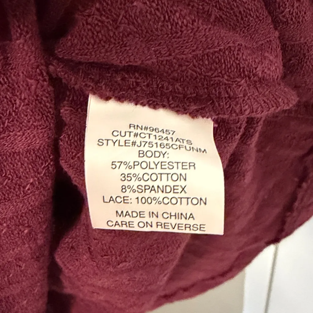 Eyeshadow burgundy maroon crochet detail ribbed blouse boho vibes S - Image 6