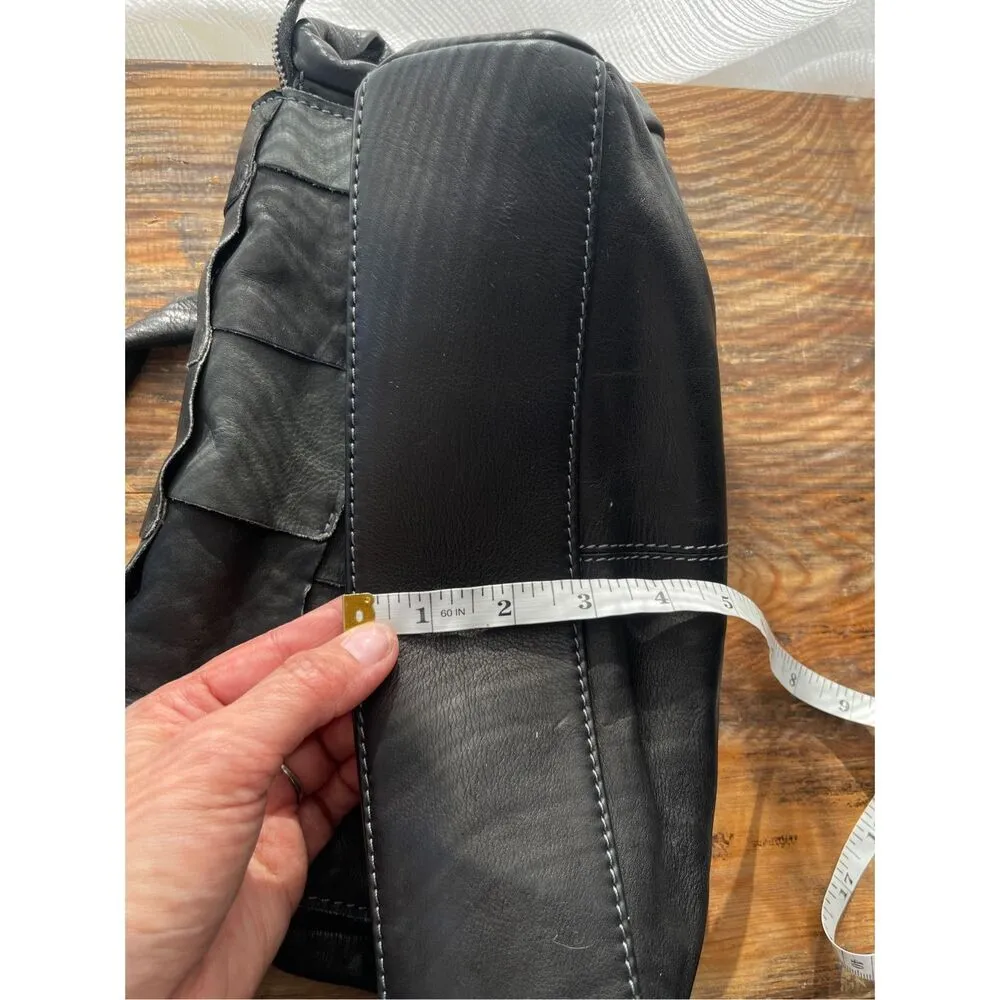 Vera Pelle Patchwork Geniune Leather Crossbody Bag Black OS - Image 3