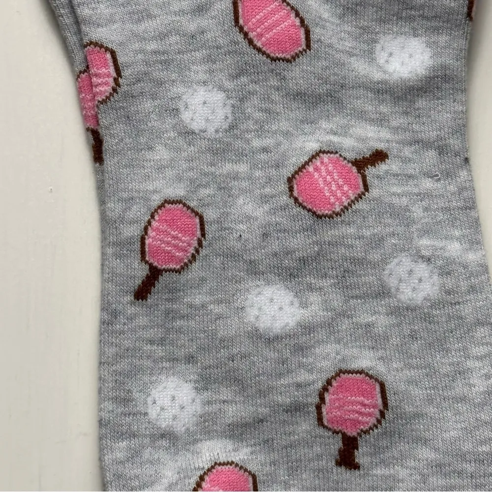 J. Crew Gray with Pink & White Pickleball Design  Ankle Socks  NWT Sz OS - Image 2