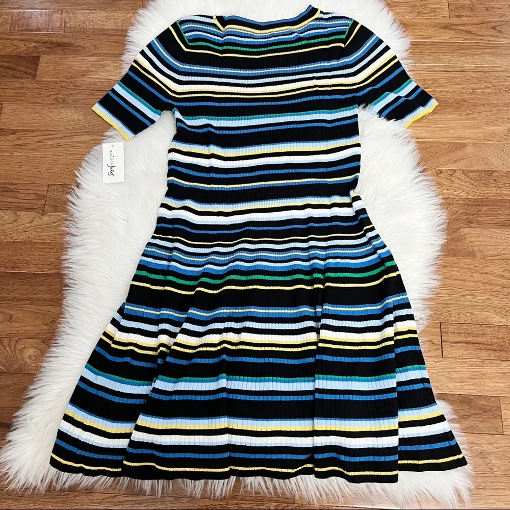 Maison Jules Colorful Striped A-Line Sweater Dress - Image 4