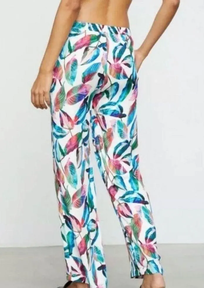 Onia Mila Wide Leg Palazzo Leaf Print Boho Pants - Image 12