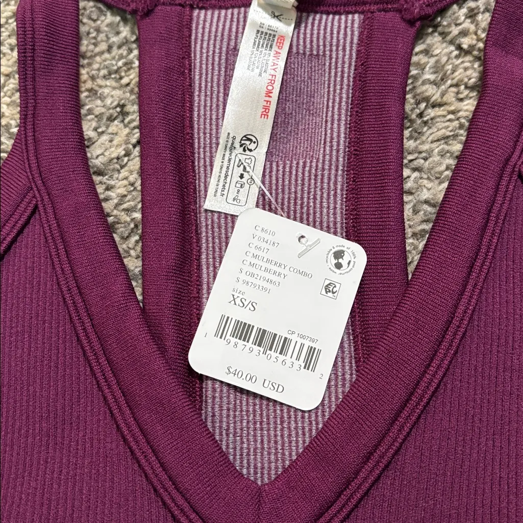 FP Movement All Clear V Neck Stripe Cami size XS/S Purple - Image 2