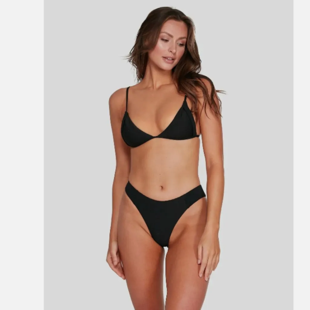 Billabong Marina Hike Textured Black Bikini Bottom Size S - Image 3
