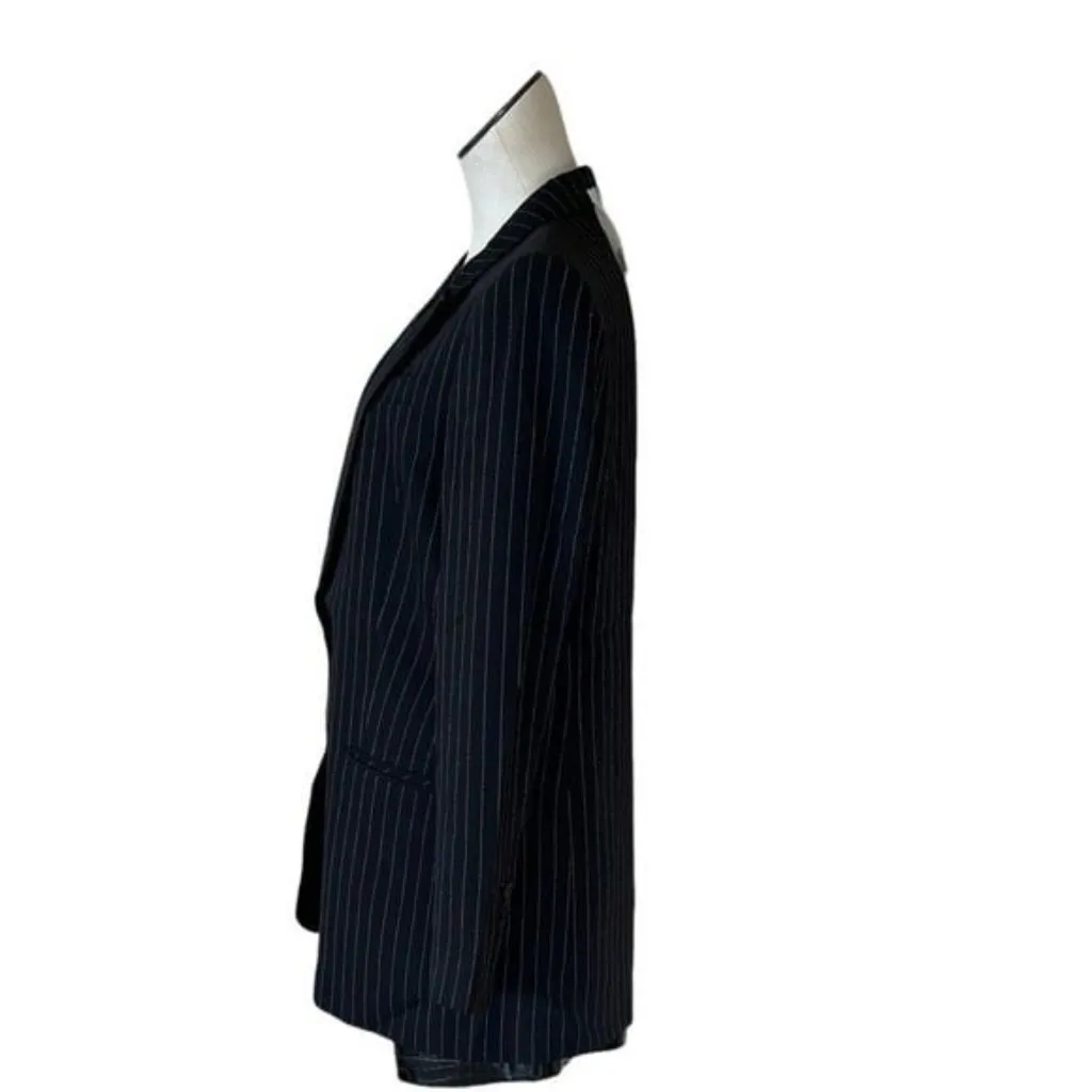 NWT EXPRESS Striped Relax Fit One Button Blazer Medium Black - Image 3