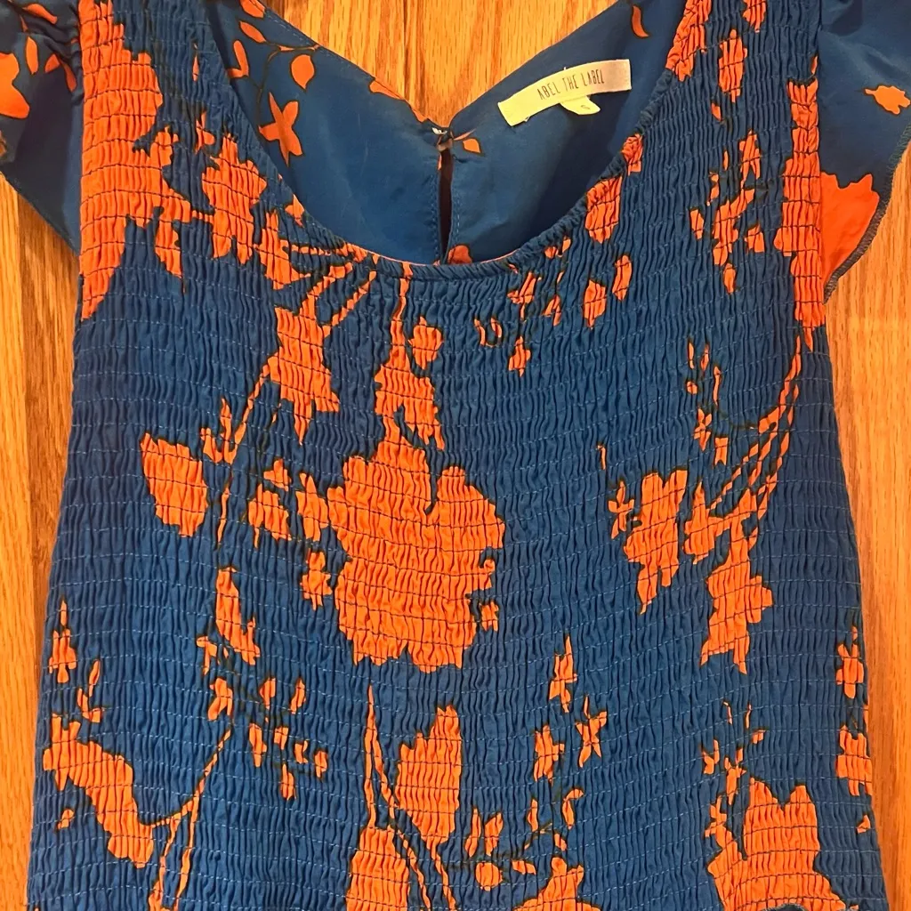 Anthropologie Abel The Label Charlie‎ Floral Tiered Maxi Dress Blue Orange Small - Image 6