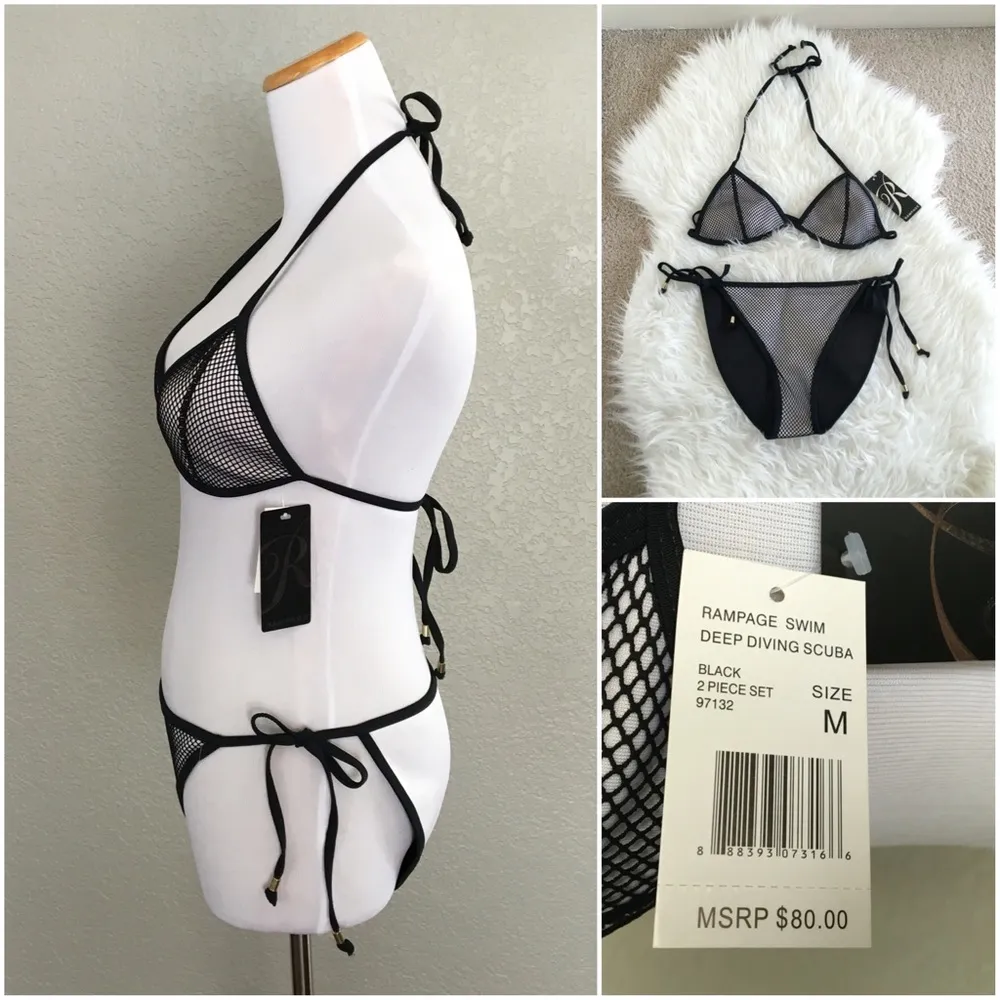 Rampage Scuba Mesh Black & White Bikinis - Image 3