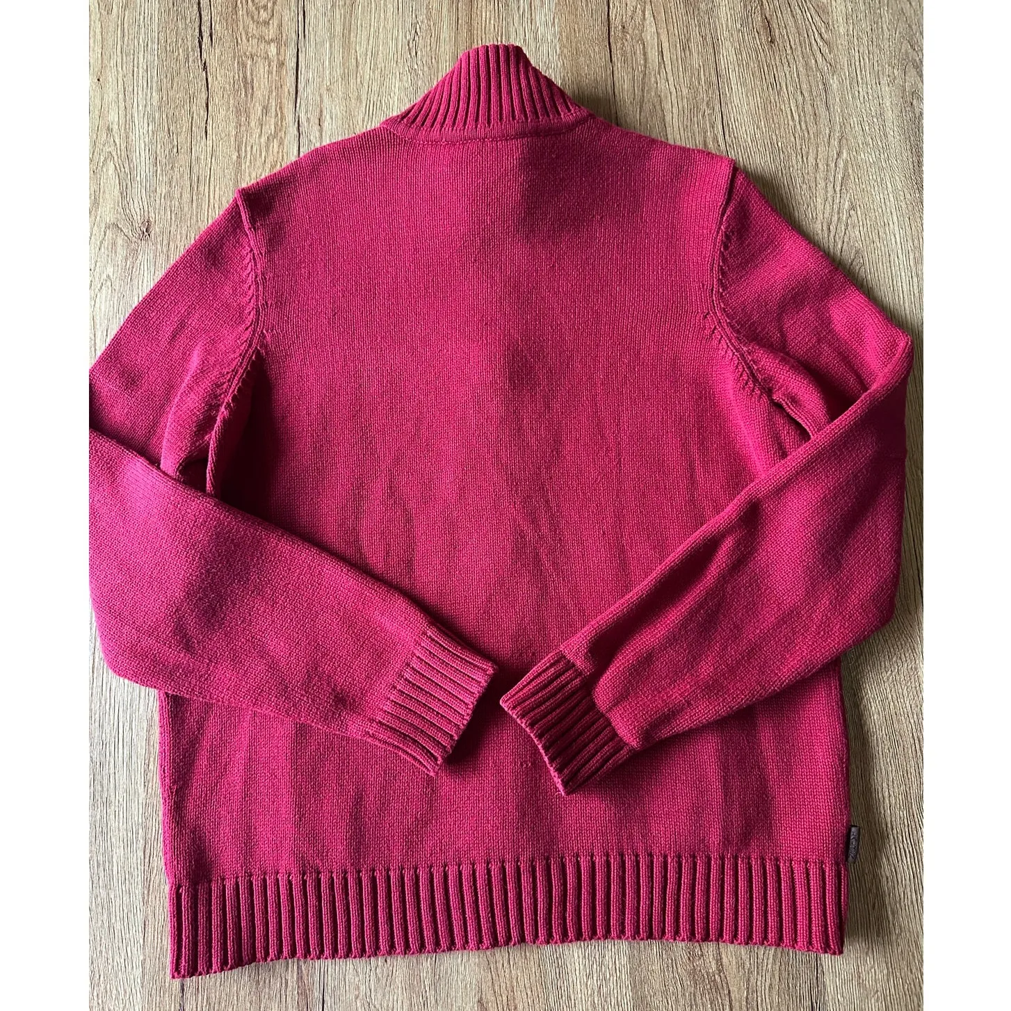 Ralph Lauren Vtg Red Sweater Full Zip Jacket Size Medium - Image 7