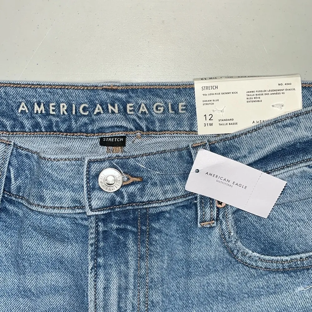 American Eagle NWT Size 12 31W Dream Blue ‘90s Low Rise Skinny Kick Denim Jeans - Image 6