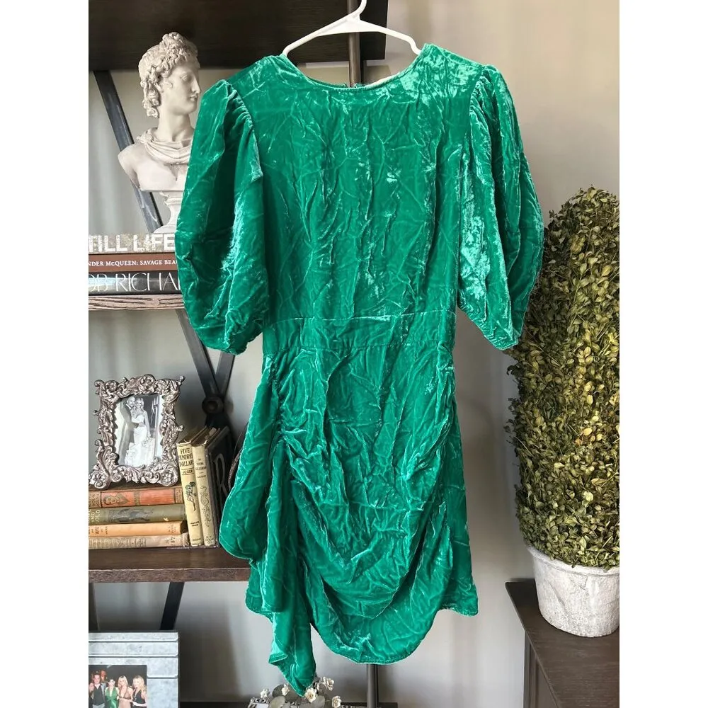 Rhode Pia Ruched Velvet Mini Dress Emerald Green Womens Size 6 - Image 6