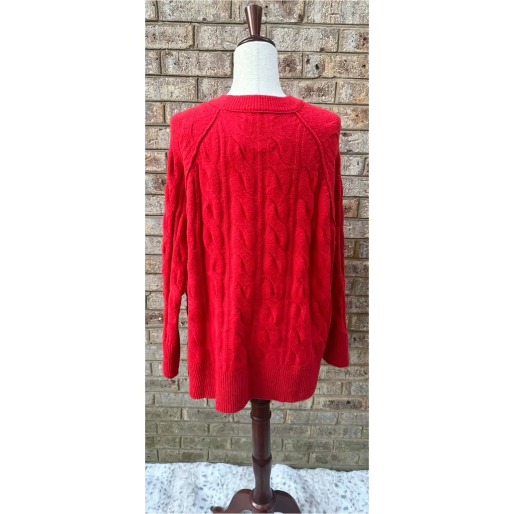 NWT Aerie Red Unreal Cable Crew Sweater - Image 5