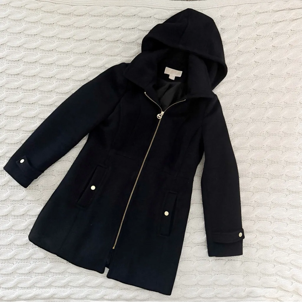 MICHAEL Michael Kors Wool Blend Point Collar Zip Front Coat - Image 2