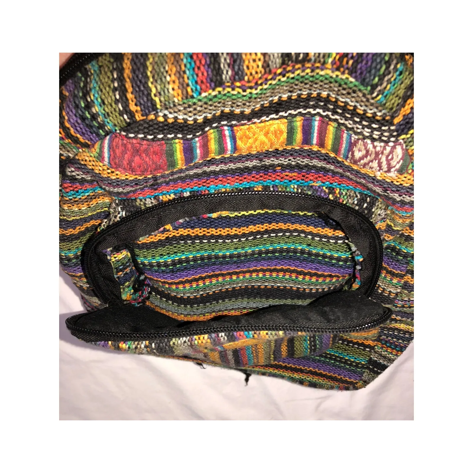 Rising International Backpack Boho Hippie Multicolor Fabric Lightweight Nepal - Image 7