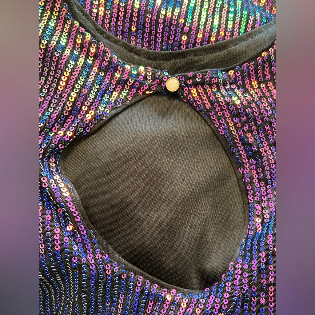 GRACE KARIN Womens Sequined Blouse Long Bell Sleeve Crew Neck size Small - Image 5