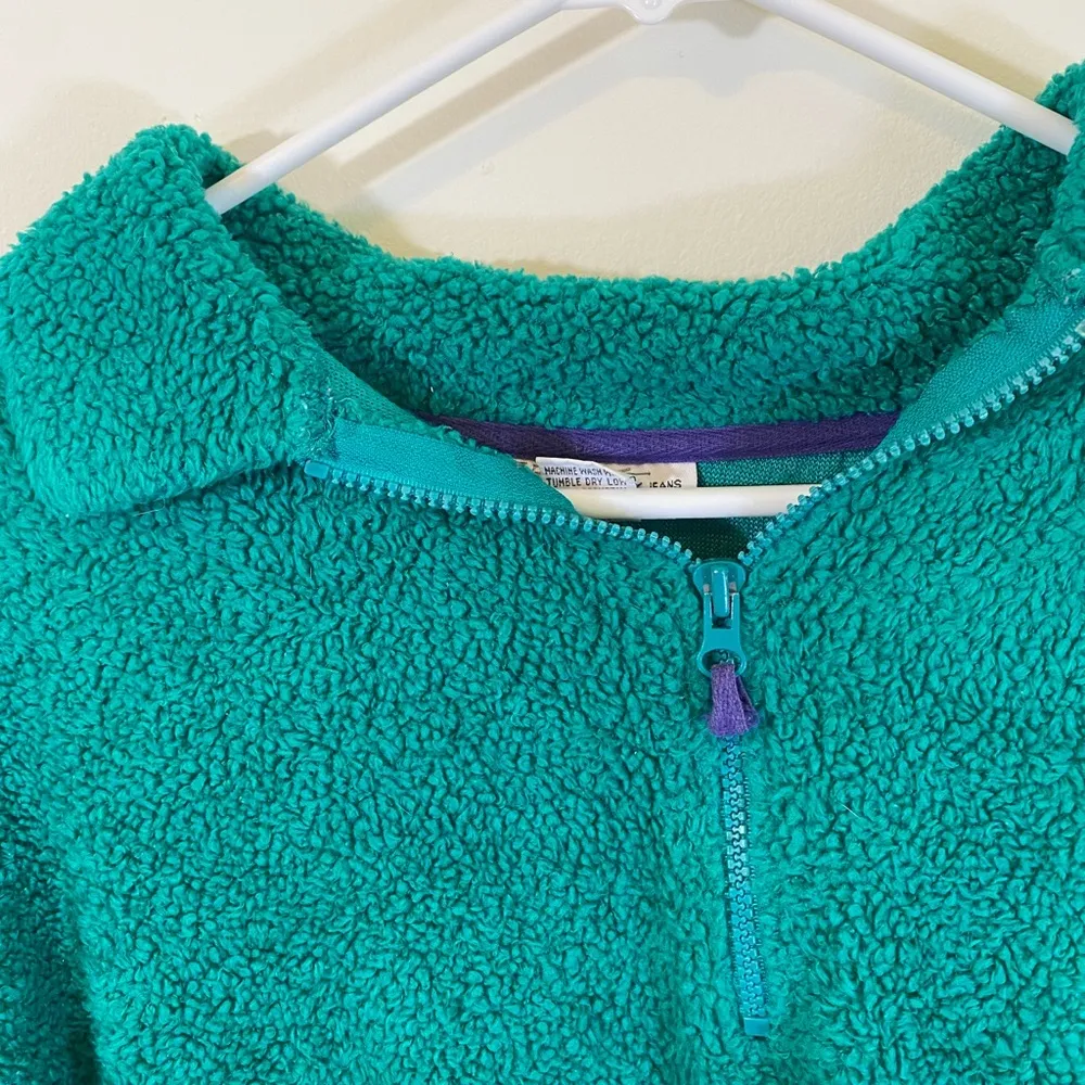 NY Jeans Green Sherpa Pullover Sweatshirt - Image 2