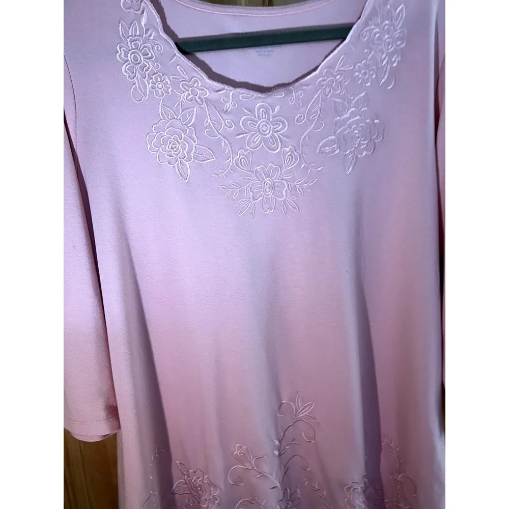 Drapers & Damons XL pink knit  blouse with embroidery & 3/4 sleeves - Image 3