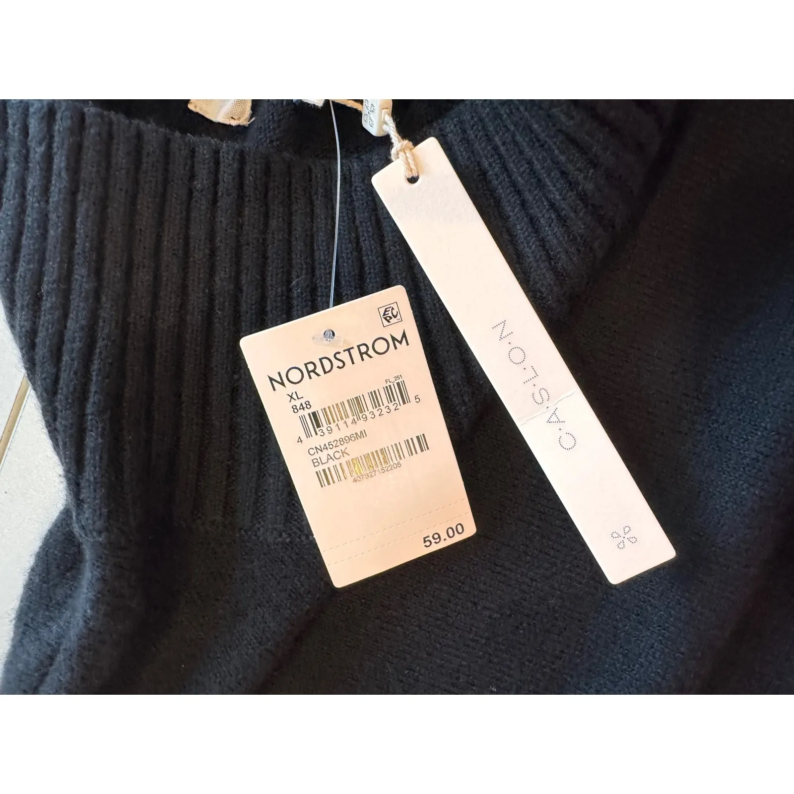 NWT Caslon Womens XL Mock Neck Ribbed Long Sleeve Sweater Black‎ Cotton Capsule - Image 4