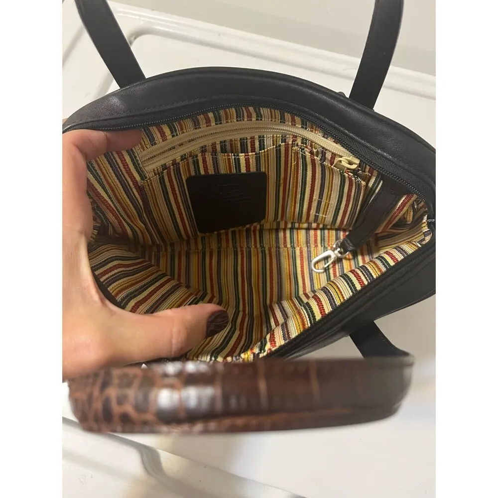 Brighton Double Pocket Black & Brown Leather Medium Shoulder Handbag RETIRED! - Image 12