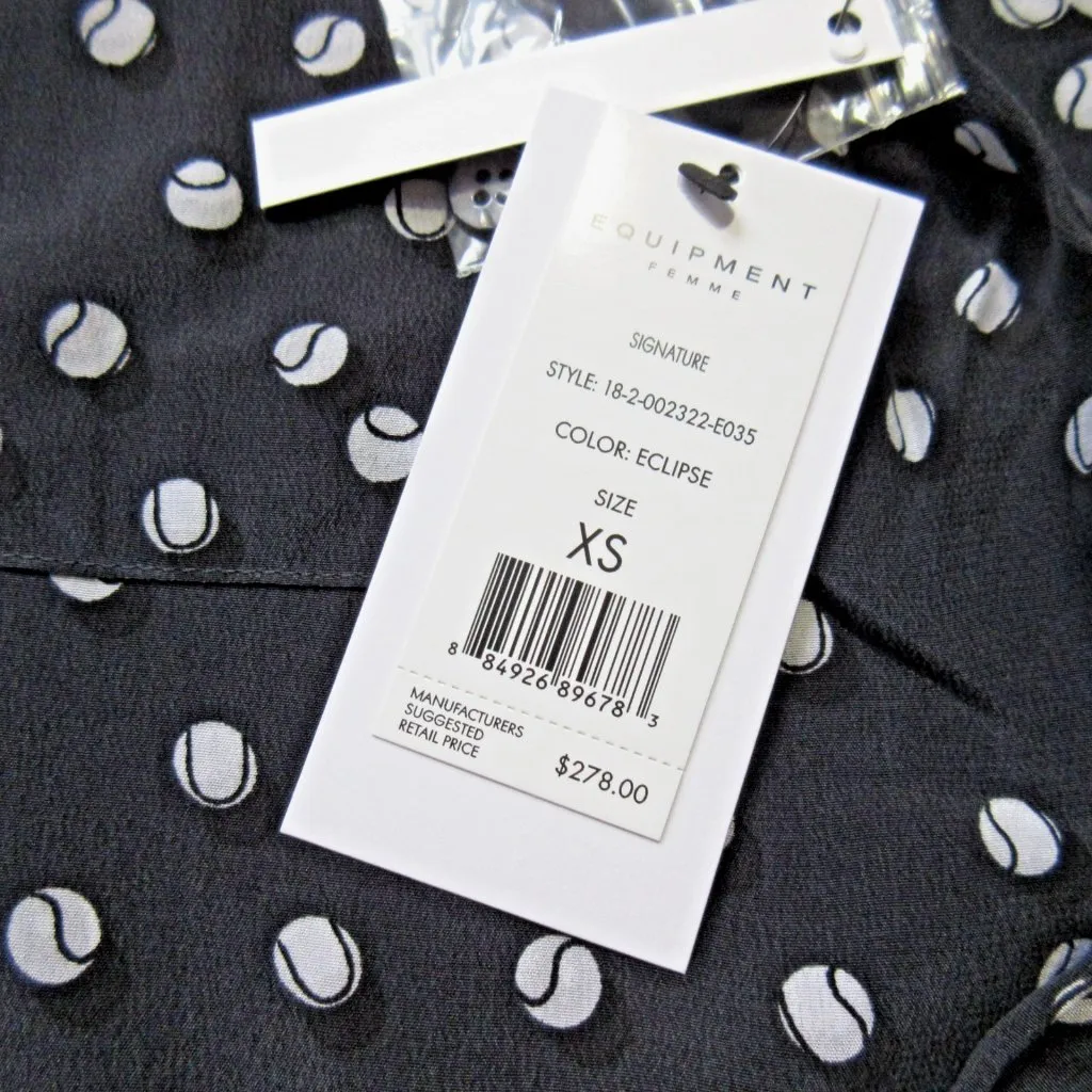 NWT Equipment Signature in Eclipse Tennis Ball Silk Button Down Shirt XS - Image 3