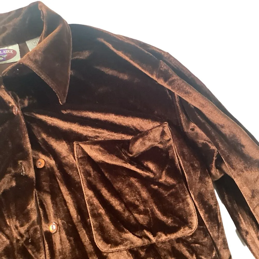 Casualaire Brown Velvet Button Down Size M - Image 4