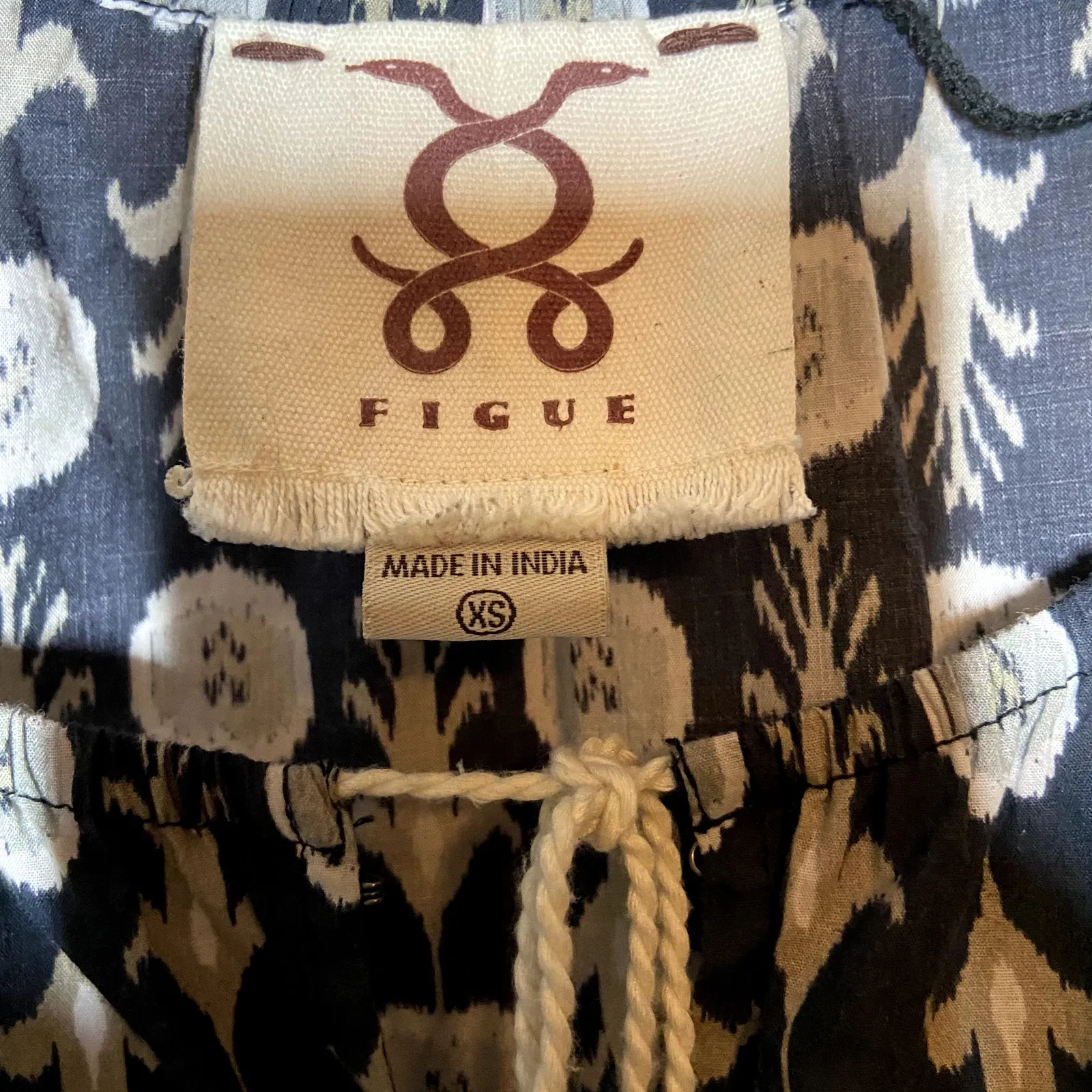 Figue Odesa Dress Printed Cotton Tunic Shift Dandelion Chevron Polka Dot XS Black - Image 6