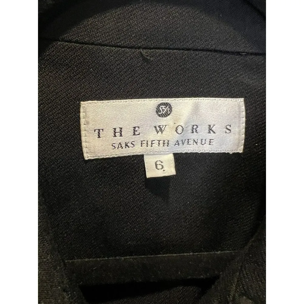 Vintage The Works Saks Fifth‎ Avenue Women's Black Button Down Jacket Coat Sz 6 - Image 4