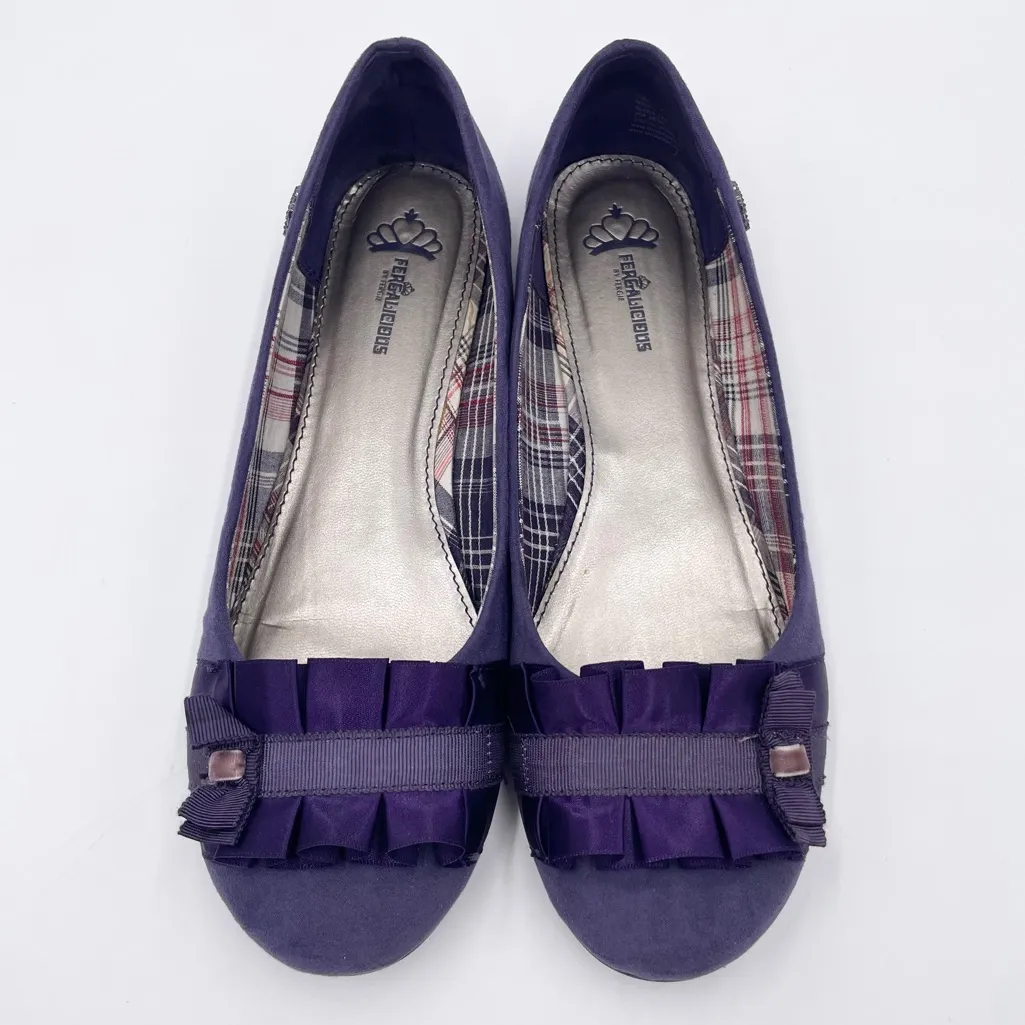 Fergalicious Alana Ballet Flats Size 9 Violet Nights Purple Ruffled Ribbon Y2K - Image 3