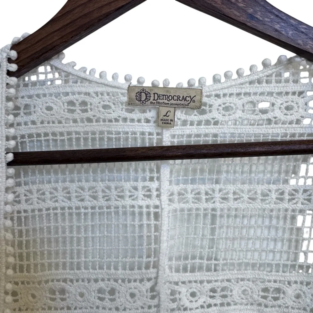 Democracy Ivory Crochet Lace Kimono Size Large - Image 9