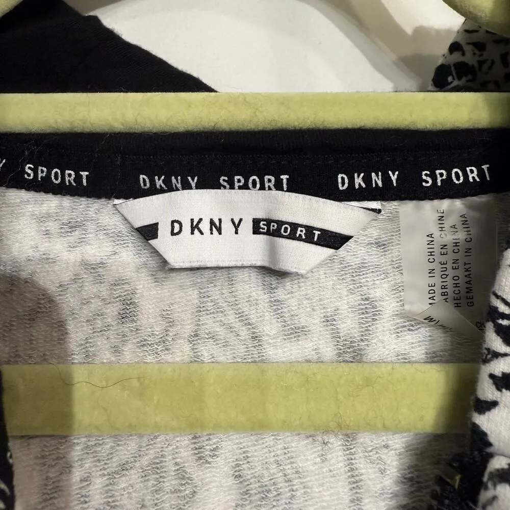 DKNY Sport Black Snake Print Hooded Crop Sweater Sz M White Size M - Image 6