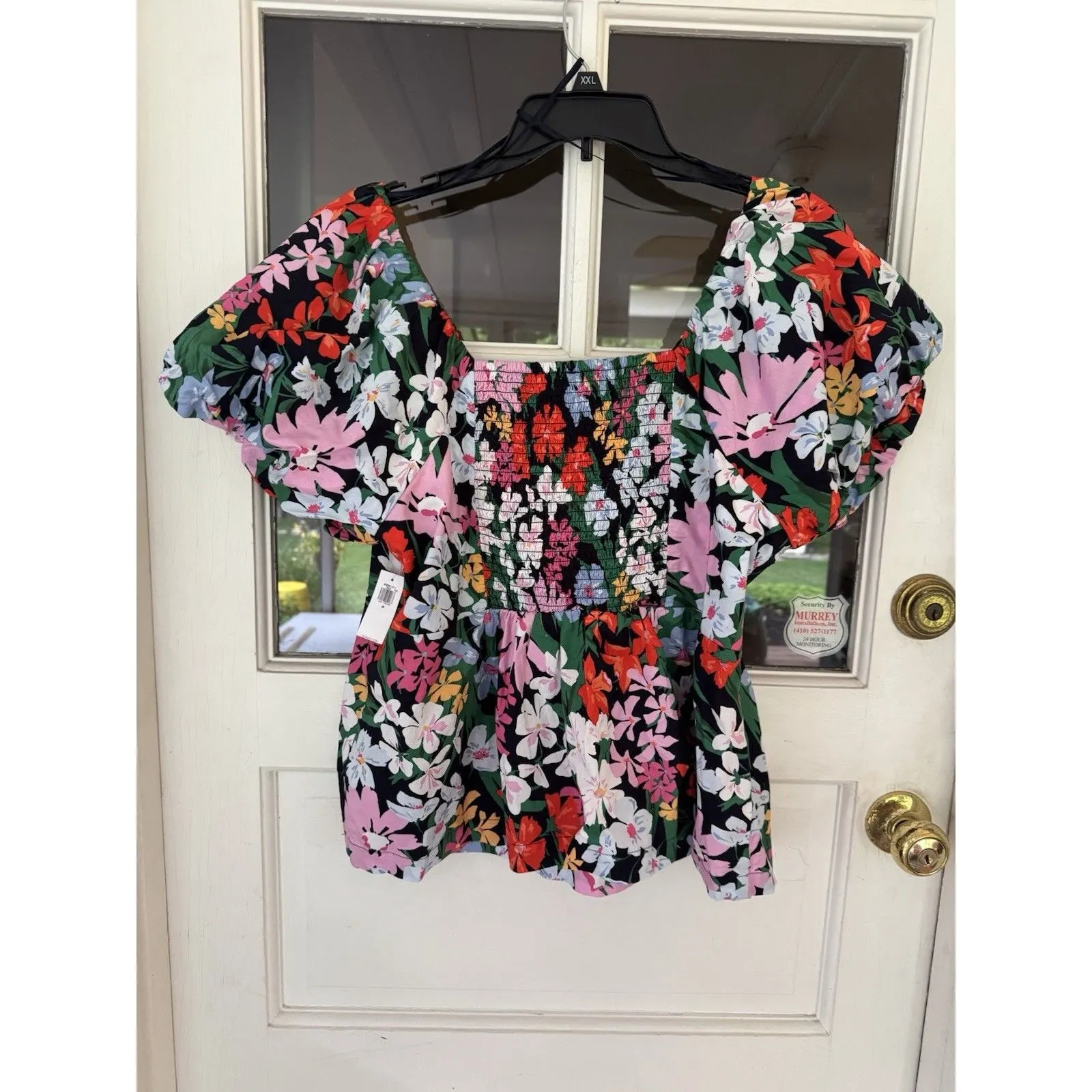 Old Navy NEW Babydoll Waist-Defined V-Neck Floral Top Size 2X 100% Cotton ￼ - Image 8