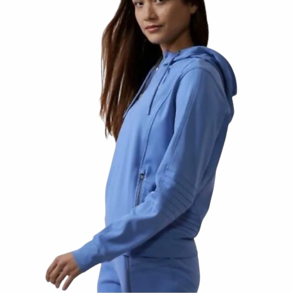 Athleta Periwinkle Blue Venice Moto Hoodie Jacket size XS - Image 2