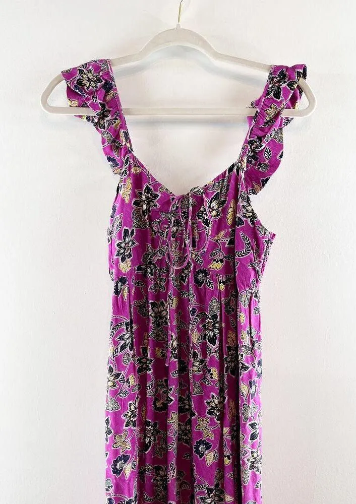 LOFT Hibiscus Floral Ruffle Midi Halter Dress Purple 2 - Image 5
