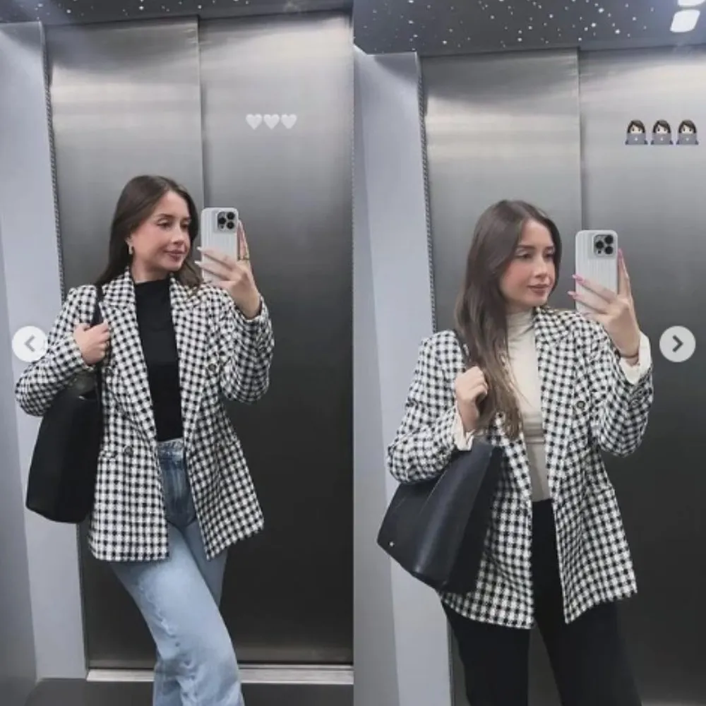 NWOT  DOUBLE BREASTED HOUNDSTOOTHS BLAZER Large - Image 9