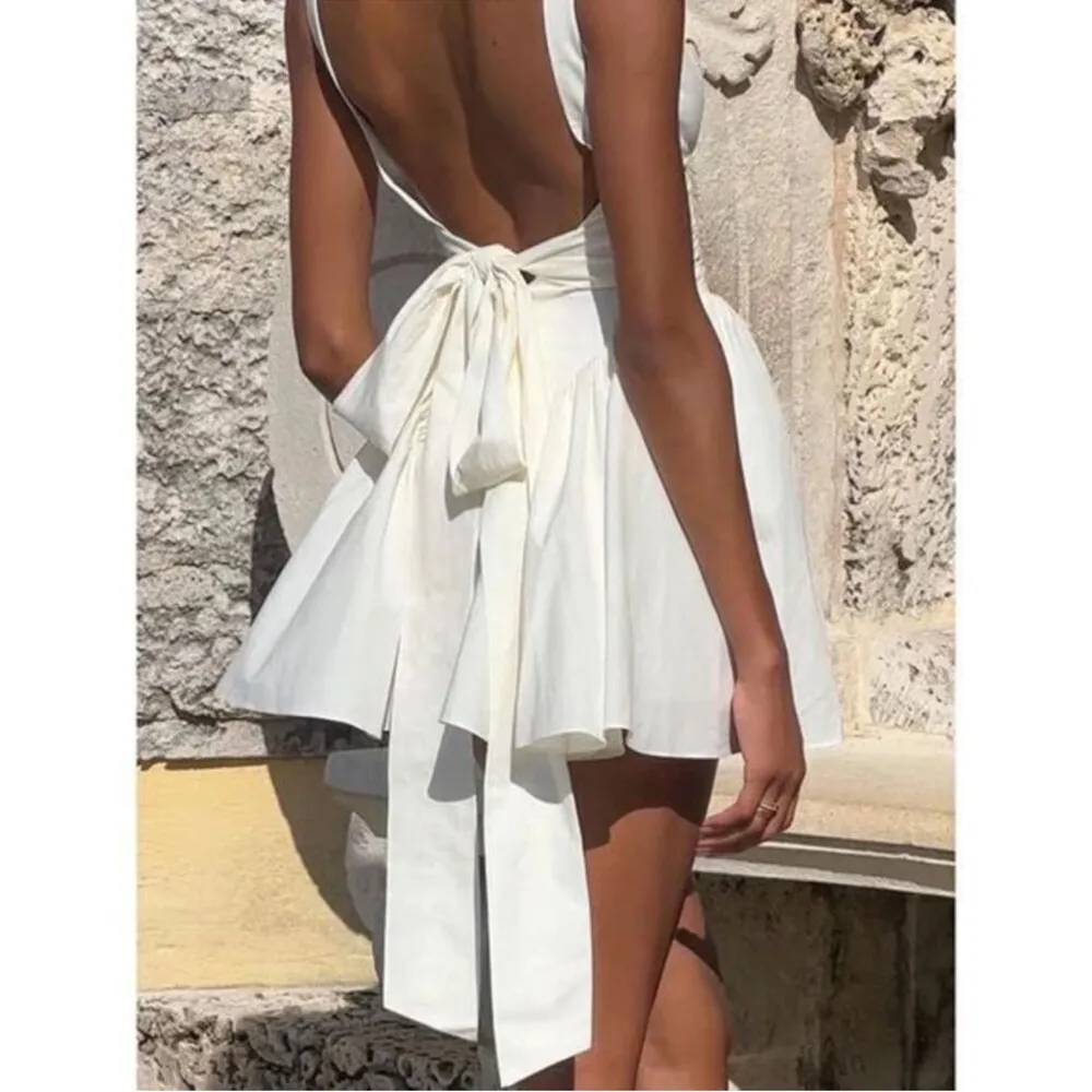 Commense White Sleeveless Square Neck Mini Dress Size M - Image 4