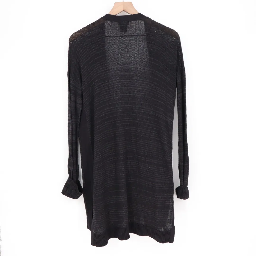 Calvin Klein Jeans Striped Open Front Cardigan Sweater Black Size M - Image 5