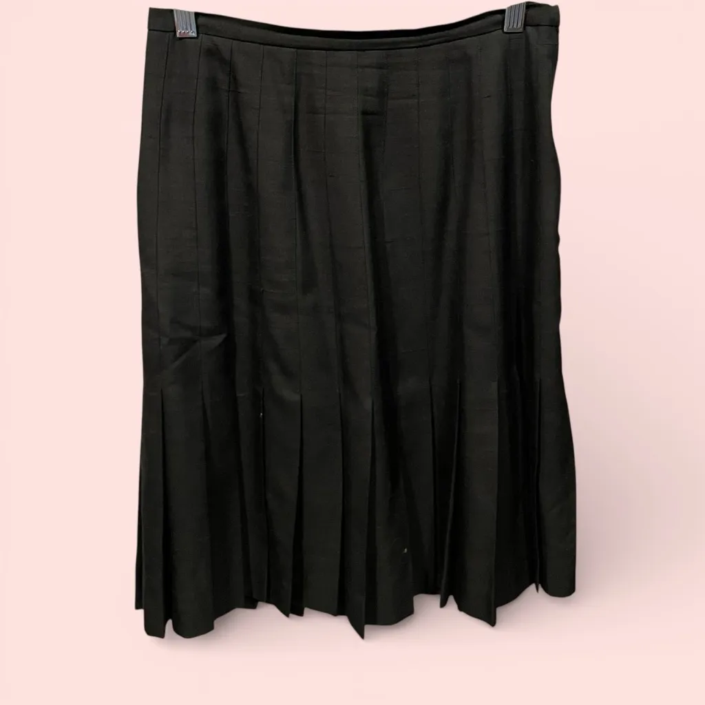 Cute vintage 90s Dana Buchman silk pleated mini skirt whimsigoth office noir - Image 2