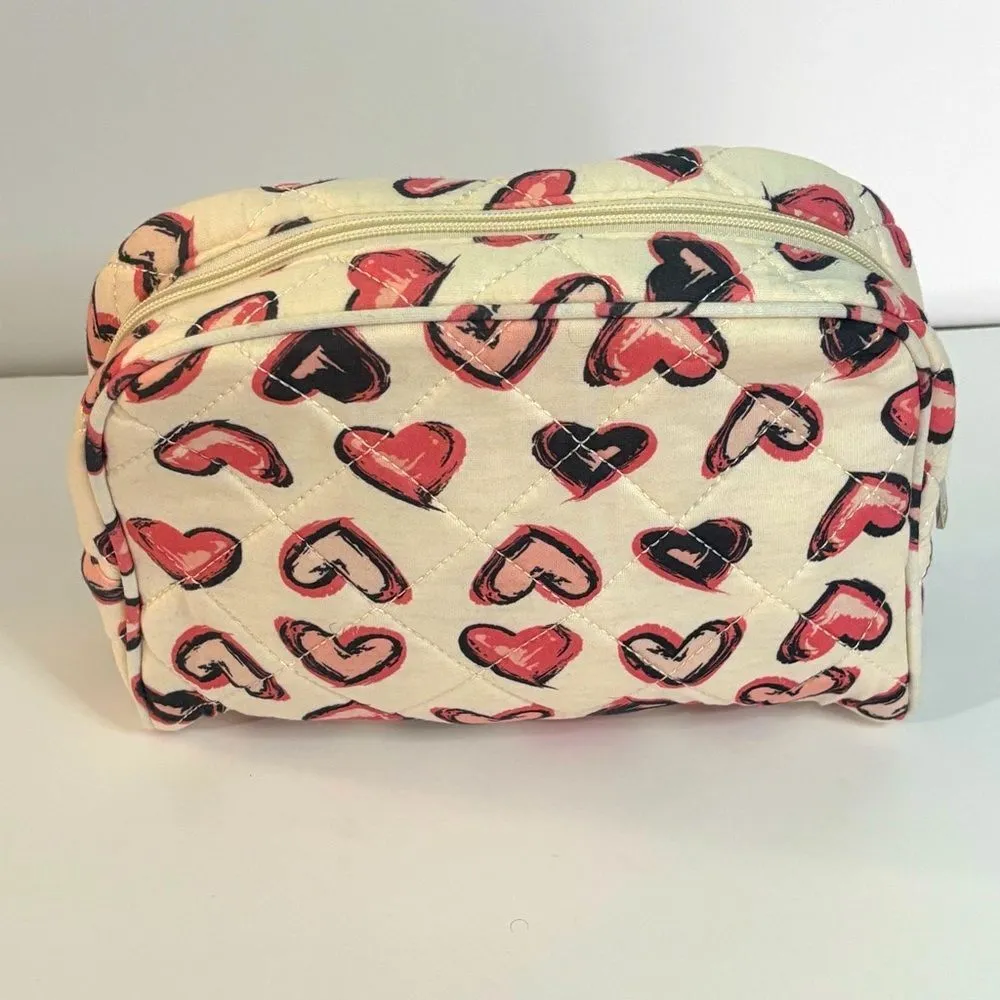 Woman Within Quilted Heart Pattern Cosmetic Makeup Bag - Image 3