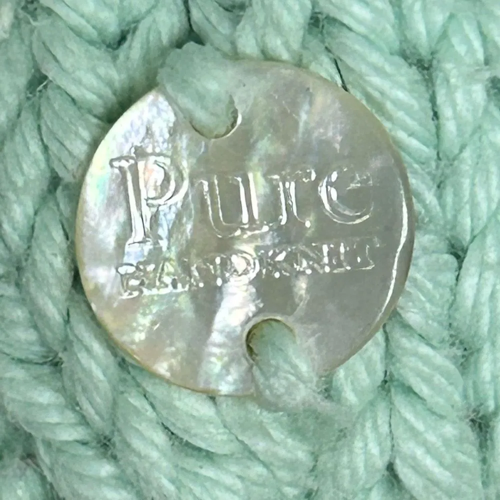 Pure Handknit Mint Green Chunky Thick Hand Knitted Sweater 100% Cotton size M/L - Image 3