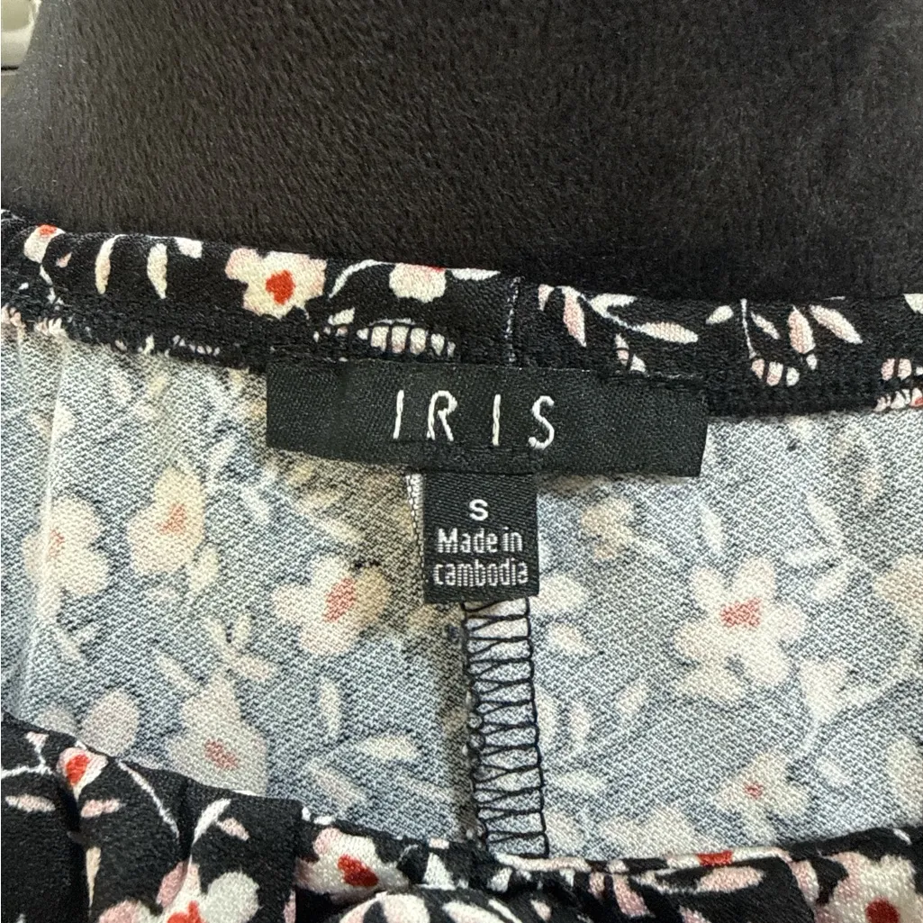 Iris Floral Puff Sleeve Milkmaid Bodycon Mini Dress Black Pink Small - Image 8