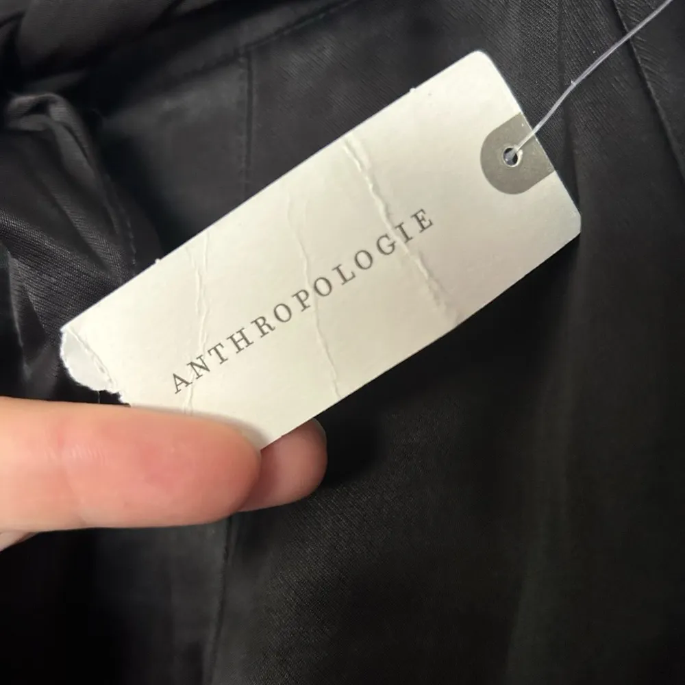 NWT ANTHROPOLOGIE | Black Satin Tapered Leg Paper Bag Pants | 4 - Image 8
