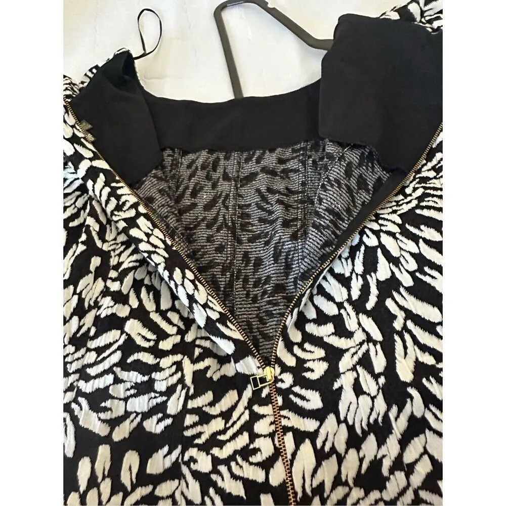 NWT Taylor Woman Fit n Flare Dress Size 24W Scoop Neck 3/4 Sleeve Zipper Black - Image 9