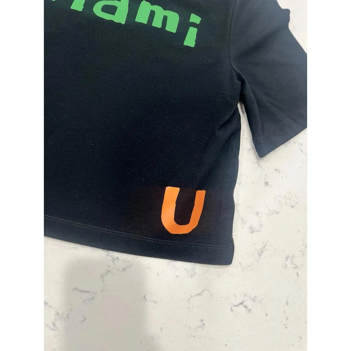 New Women’s University of Miami Black Crop T - Image 5