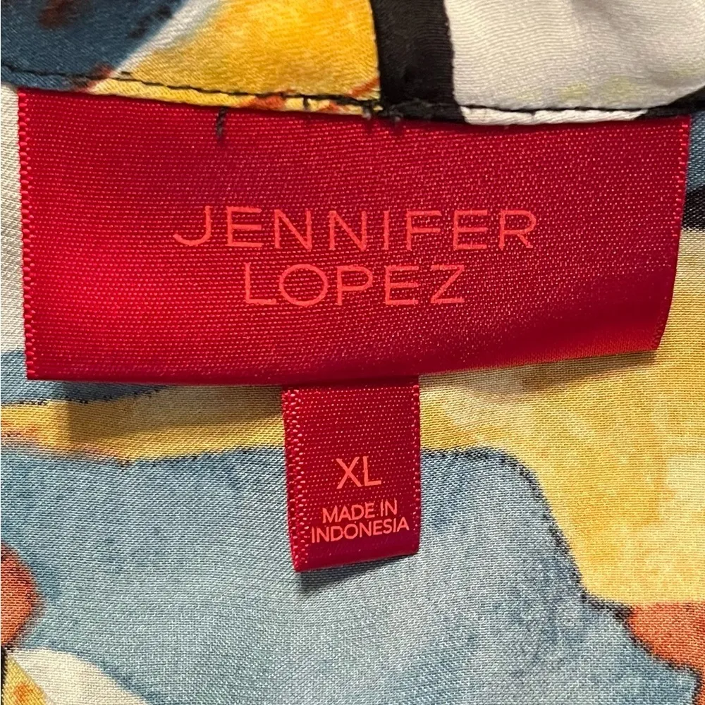 Jennifer Lopez Black Floral Bow Halter Sleeveless Blouse Top XL - Image 5