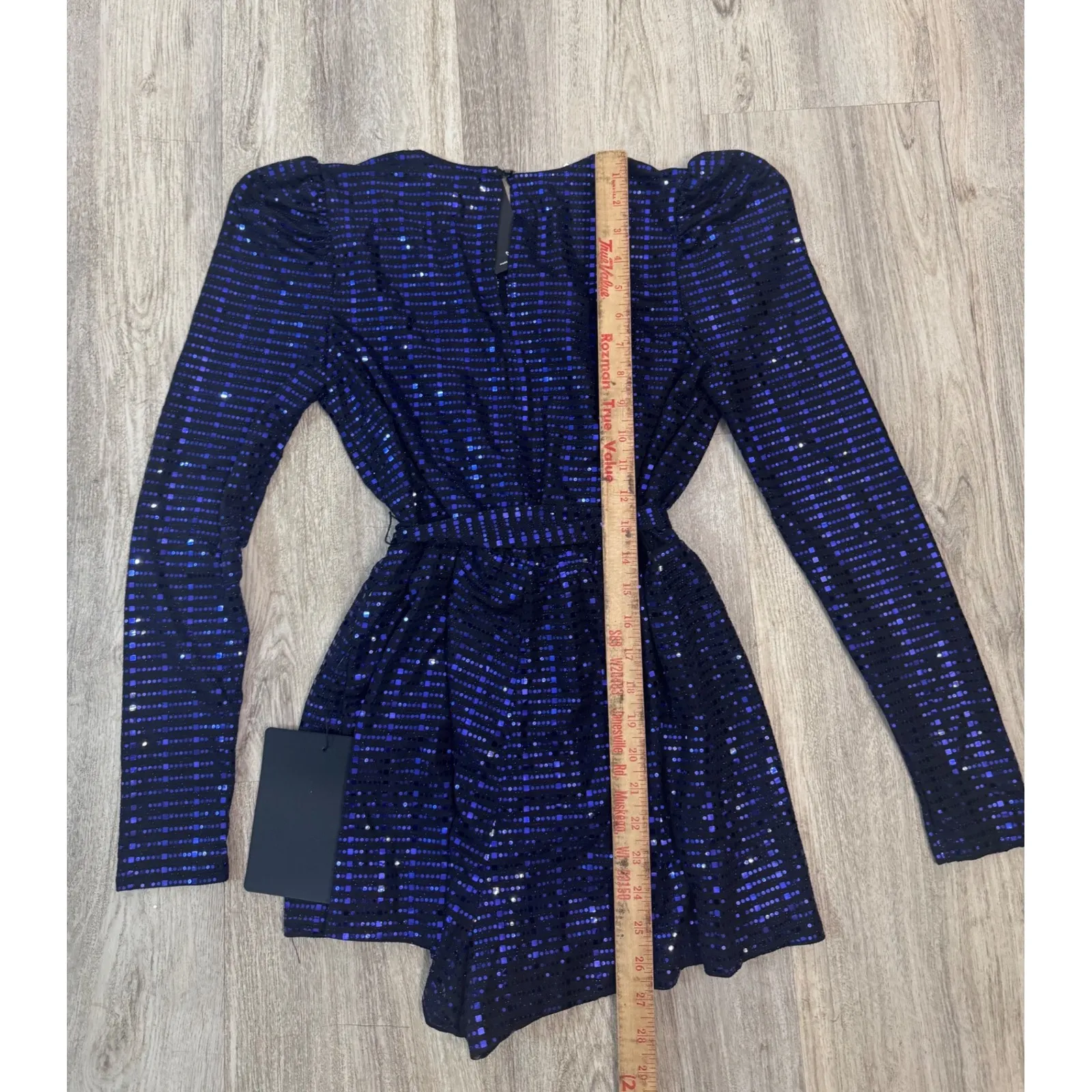 Lulus Bettie Sequin Long Sleeve Romper - Royal Blue Size Small NWT - Image 6
