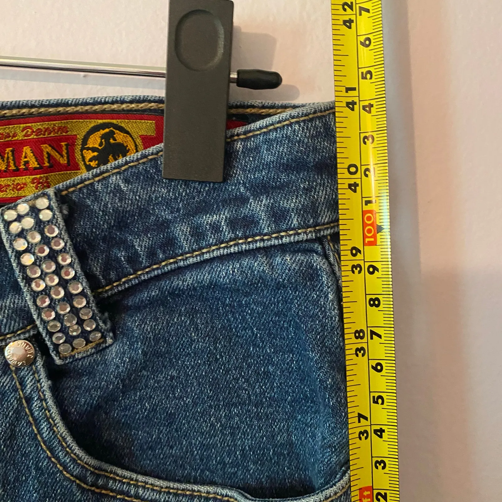 Lawman Straight Leg Jeans Rhinestone Slim Fit Vintage Western Women size 9 / 30 - Image 11