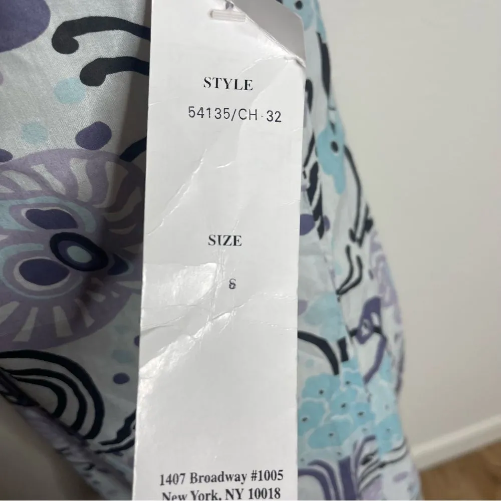 NWT Nolita Size Small 100% Cotton Midi Dress Floral Tropical Print Blue Purple - Image 7