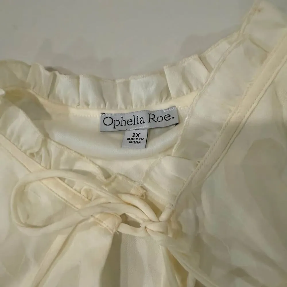 Ophelia Roe NWT Romantic Tiered Ruffle Long Sleeve Dress Women's Size 1X Cream - Image 4