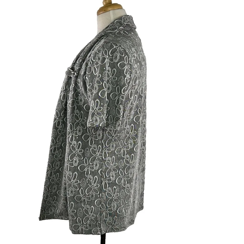 Chances R Medium Silver and Black Layered Look Short Sleeved Top Sparkly - Image 5