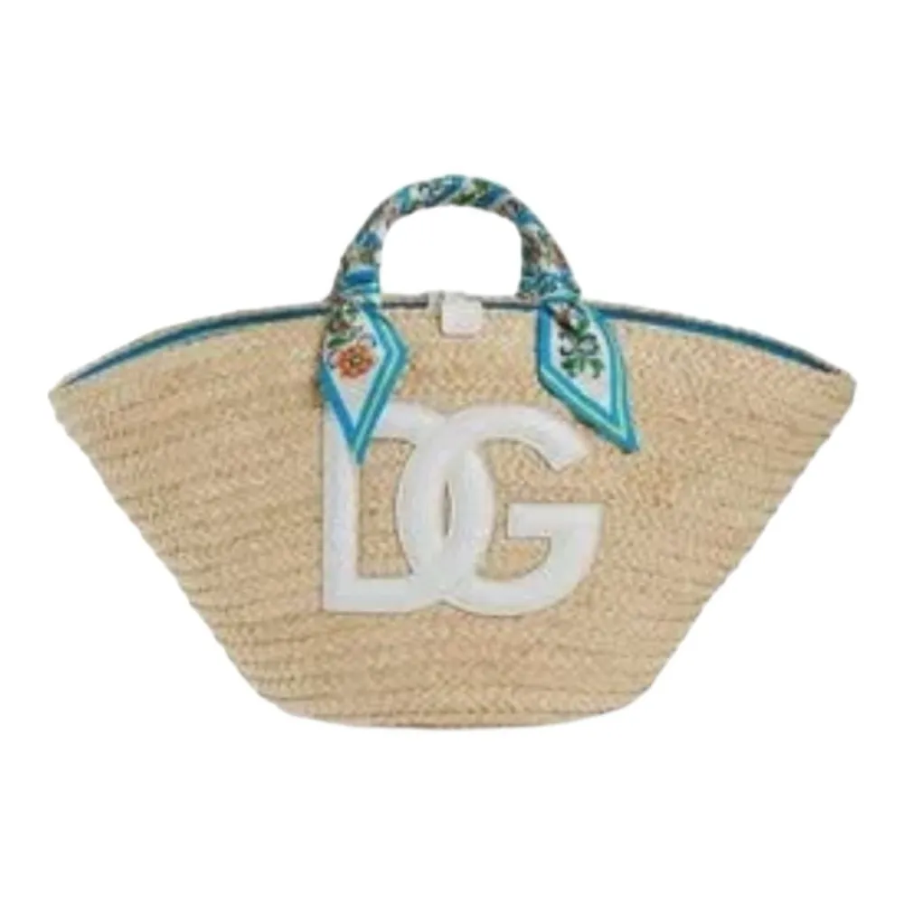Dolce & Gabbana Kendra DG Logo Woven Straw Tote in Giallo - Image 11