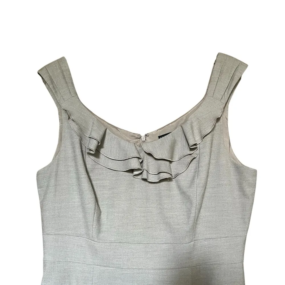 Antonio Melani Elegant Beige Sleeveless Dress ruffle top zipper back size 12 - Image 6